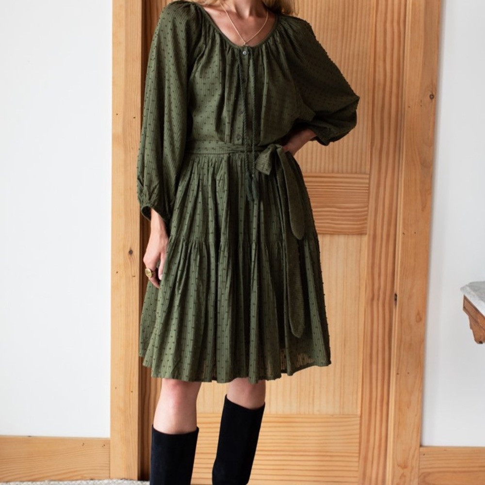 NWT Emerson Fry Clemence Button Front Dress, Moss